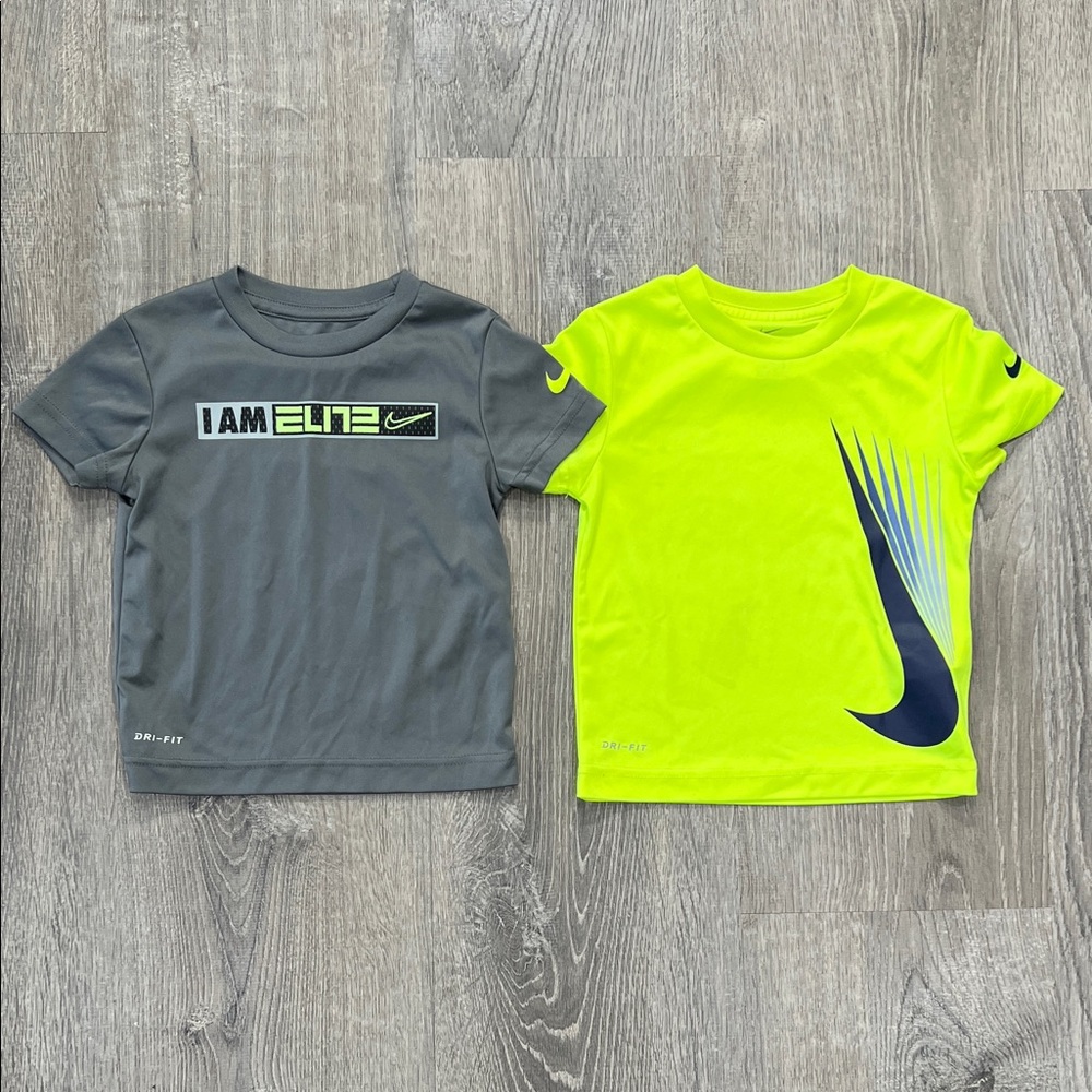 Nike Kids Gray and Neon Yellow T-Shirts